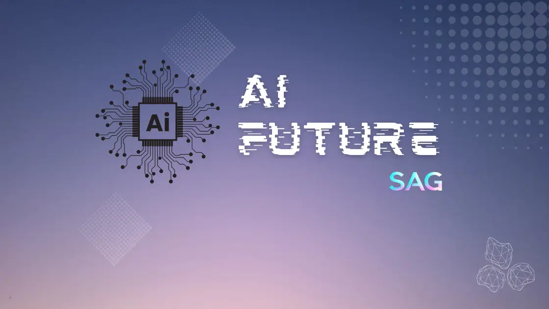 A stylized graphic with the text "AI Future" in a futuristic font, representing the potential of artificial intelligence. The design includes circuit board patterns and a gradient background.