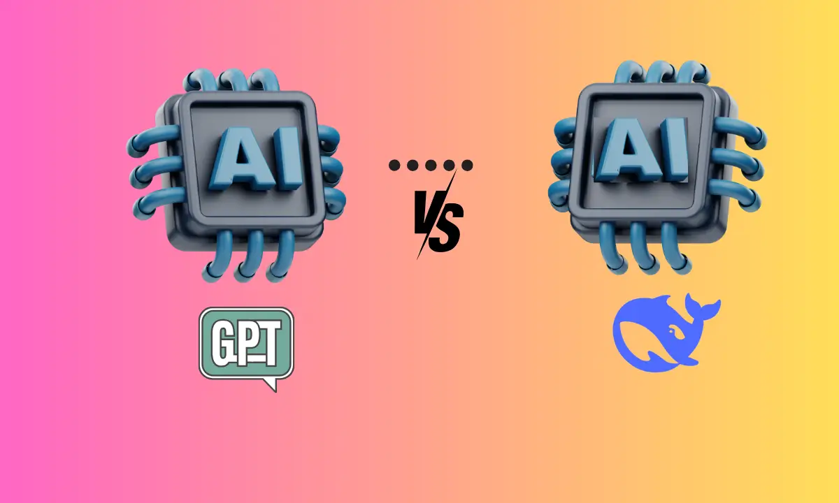 A comparison graphic featuring the logos of OpenAI's ChatGPT vs DeepSeek, highlighting the competition in the AI language model space. The logos are separated by a "VS" symbol.