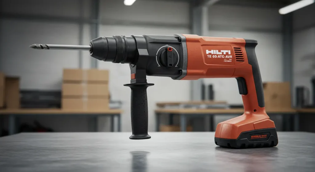 Hilti TE 60-ATC-AVR Rotary Hammer Review hero product shot on Smart AI Gears, showcasing its professional-grade design.