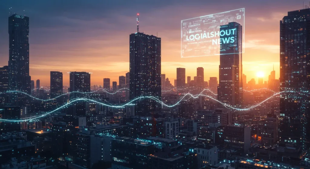 Futuristic cityscape with digital data streams and the LogicalShout News logo. Image from LogicalShout News, powered by Smart AI Gears, representing their commitment to delivering credible technology news.