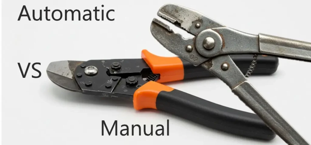 Automatic vs manual wire strippers compared side-by-side for electrical work efficiency.