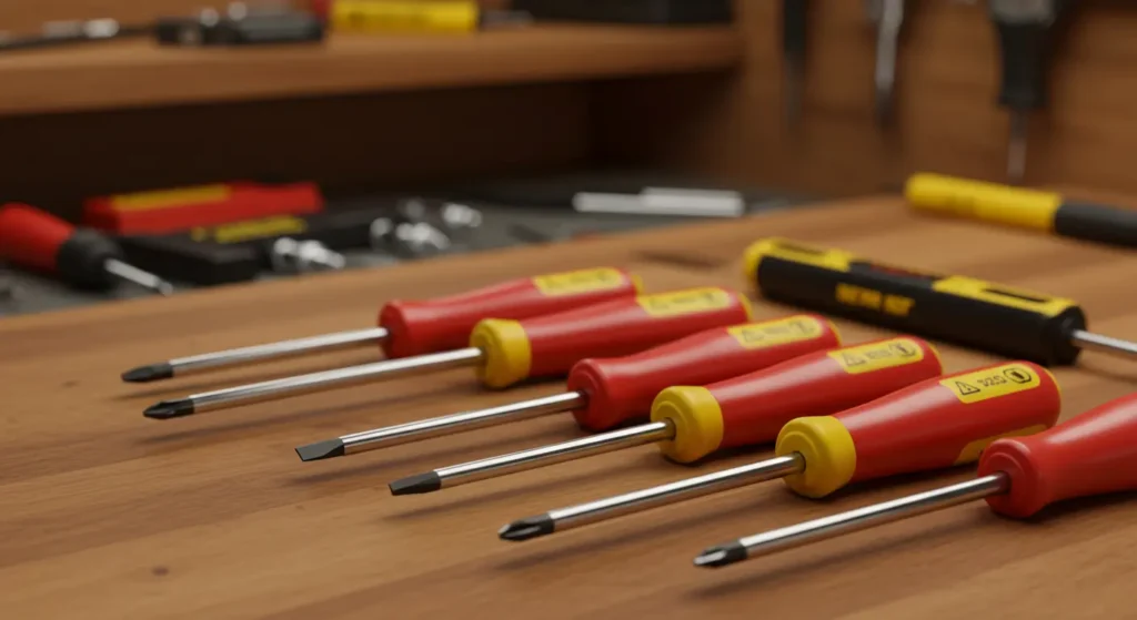 Basic electrician tools – insulated screwdrivers set including flat-head, Phillips, and Torx types with dual-layer insulation – Tool Tested