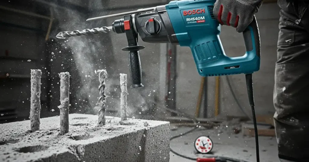 Bosch RH540M Rotary Hammer Concrete Drilling Speed Performance in Real-World Test - Tool Tested