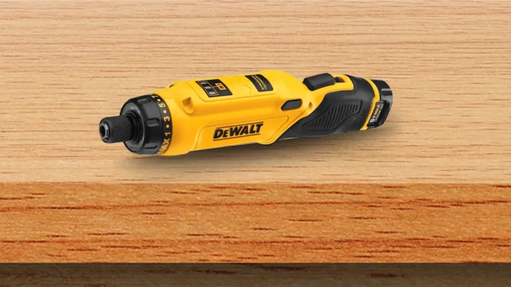 Close-up of the DeWalt 8V MAX twisting cordless screwdriver's ergonomic handle.