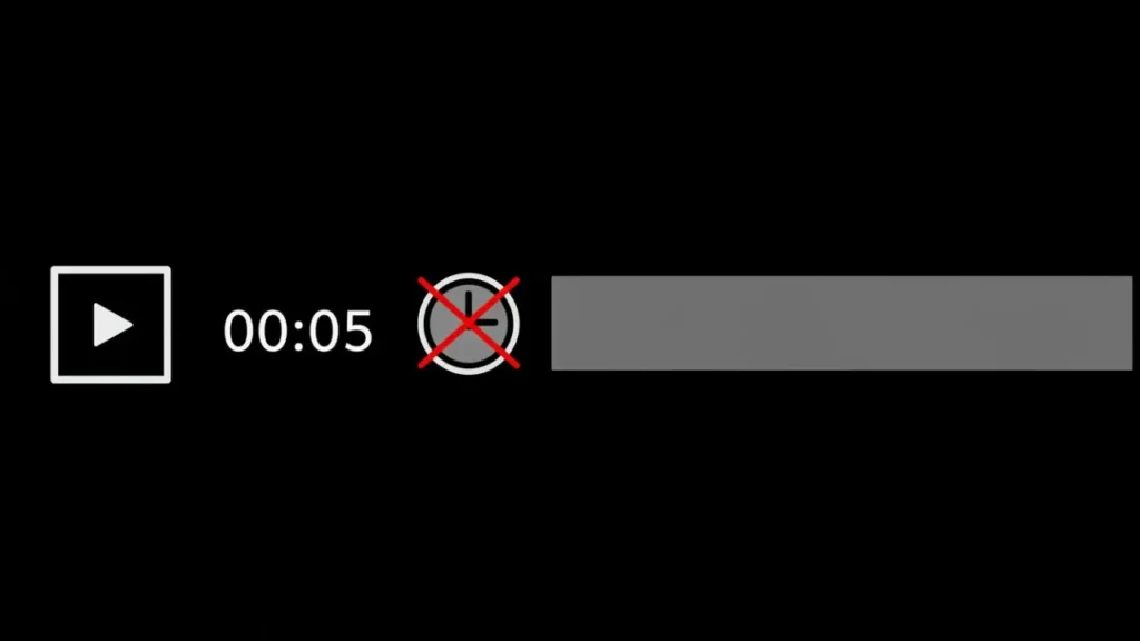 A screen showing a short AI-generated video clip next to a long, empty timeline, representing the current duration limits of AI video tools.