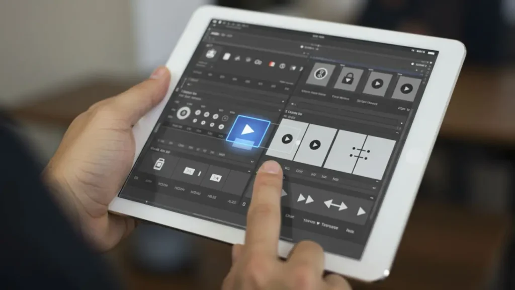 A user choosing from different video templates on a screen to customize their AI video's layout.