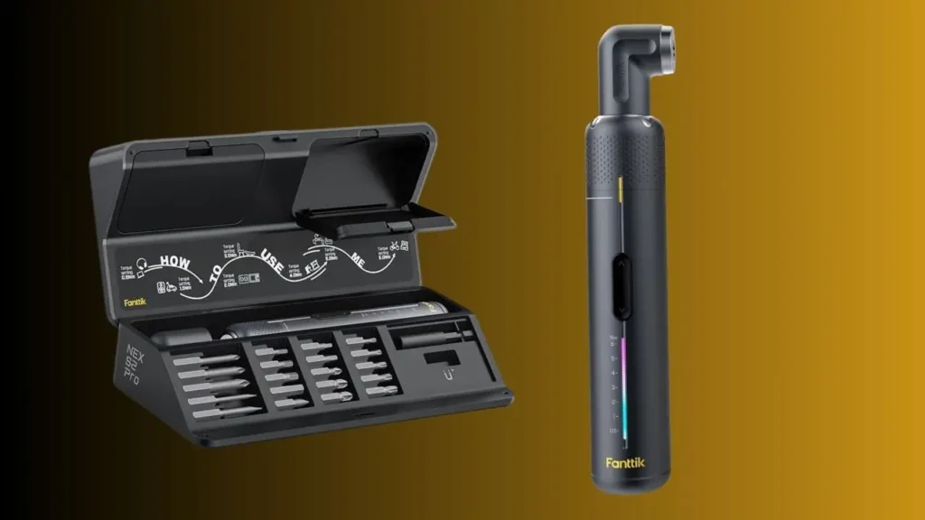 Fanttik S2 Pro review hero image showing the electric screwdriver and its open case with all bits. Review at Smart AI Gears