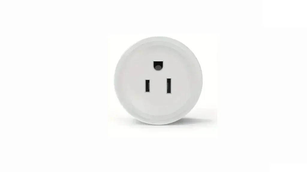 A white Tuya Smart Plug showing only its front face with the three-pronged outlet, emphasizing its straightforward design.