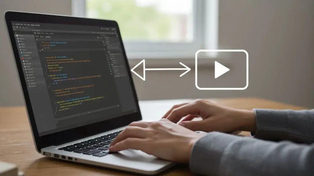 A visual of how a written script is turned into a video with an AI video generator.