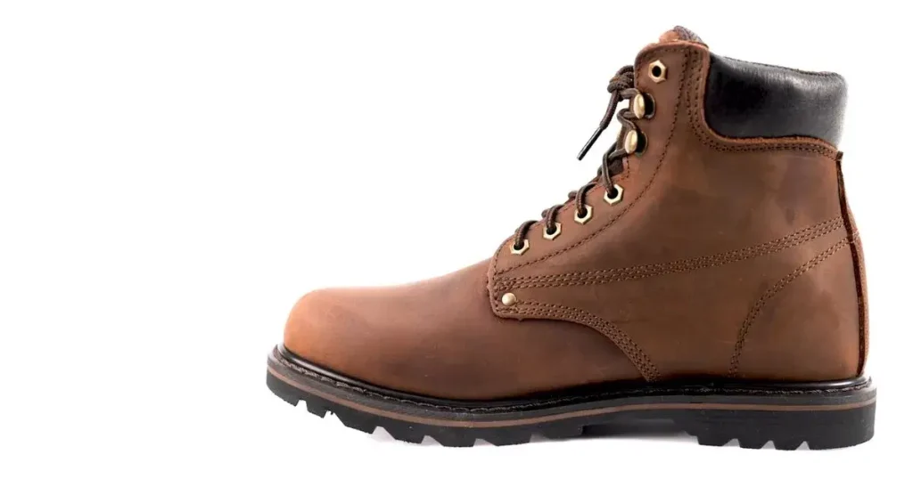 Side view of Ever Boots Tank work boot on white background