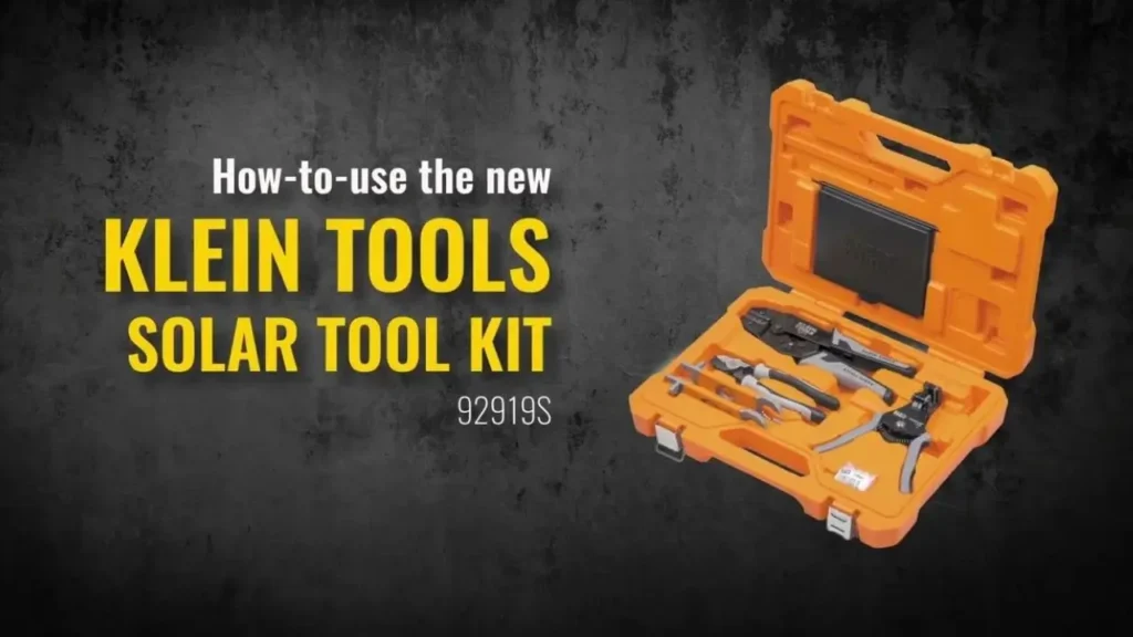 Klein Tools 92919S Solar Tool Kit in orange hard case displayed on dark textured background