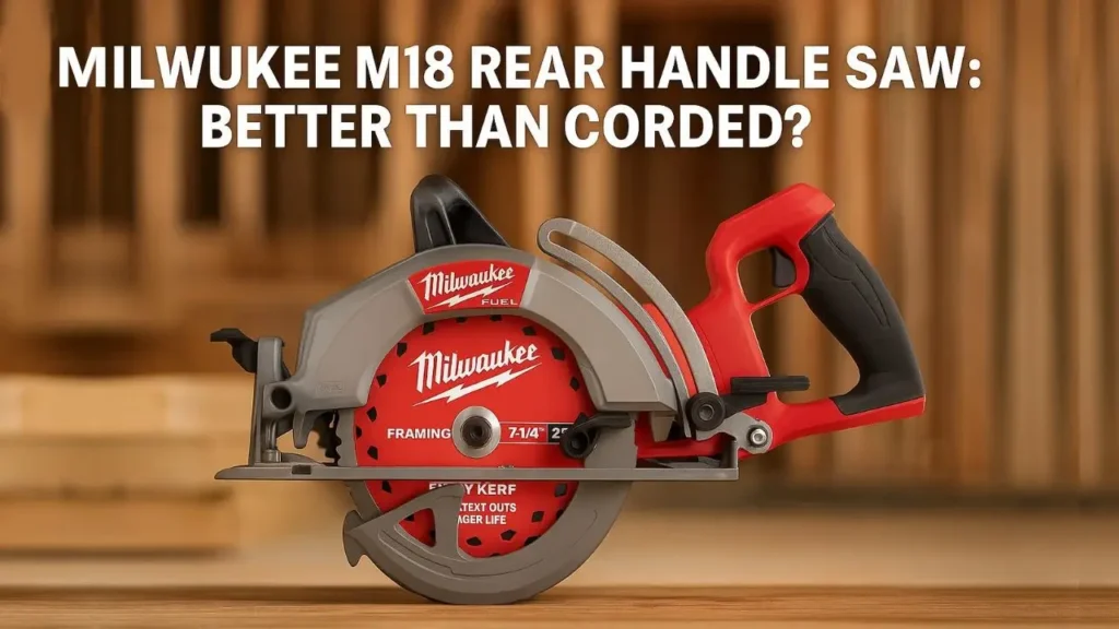 The Milwaukee M18 Rear Handle Saw 2930 in a striking shot, asking the question: Better Than Corded? A Smart AI Gears review.