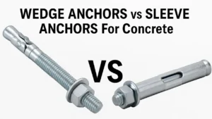 A visual comparison of a wedge anchor vs sleeve anchor, the primary keyword, for concrete applications on the website Smart AI Gears.