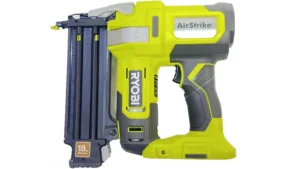A side profile view of the Ryobi P321 Cordless 18-Gauge Brad Nailer featured on Smart AI Gears.