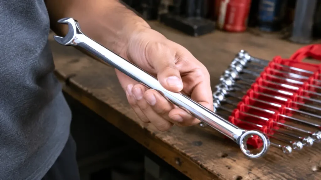 Close-up of Efficere wrench handle showing rounded edges for hand comfort