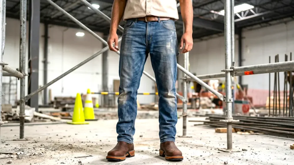 King Welt Razor 3060 boots being worn on a concrete construction site.