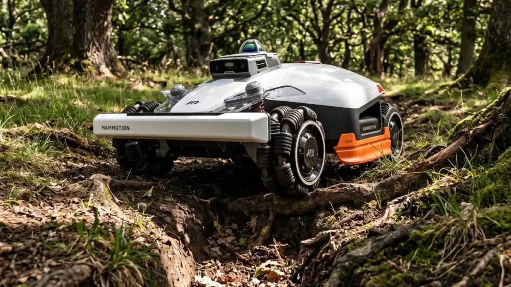 Mammotion LUBA 3 AWD 5000H robot mower tested on rough terrain and steep ditches by Smart AI Gears.
