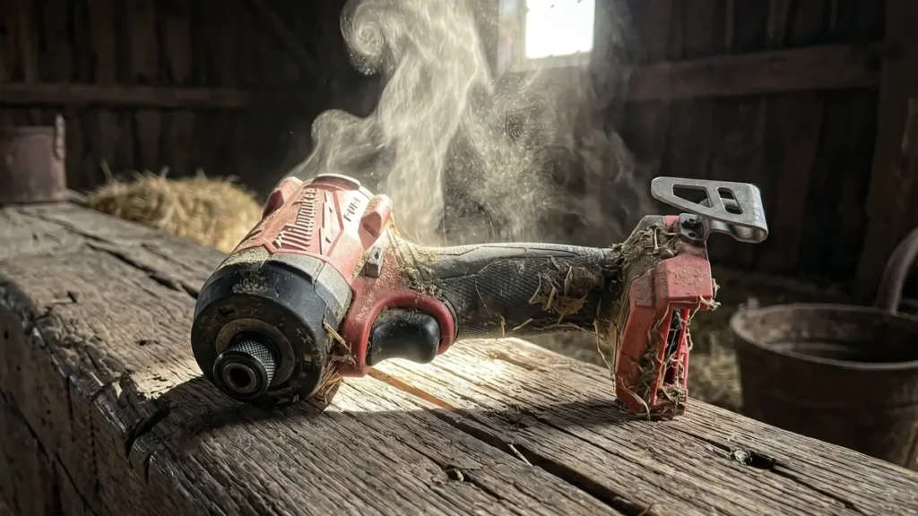 Milwaukee 2953-20 M18 Gen 4 Impact resting on an oak beam for a Smart AI Gears tool review.