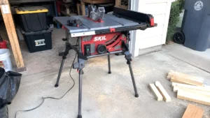 TS6307-00 Review portable table saw setup in a garage workspace by Smart AI Gears.
