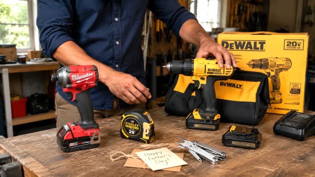 Best tools for dad in 2026 arranged on a workshop bench for the Smart AI Gears Father’s Day gift guide