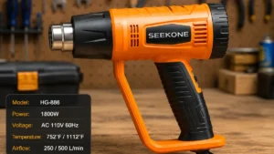 SEEKONE 1800W heat gun review at smart ai gears showing the HG-886 heat gun
